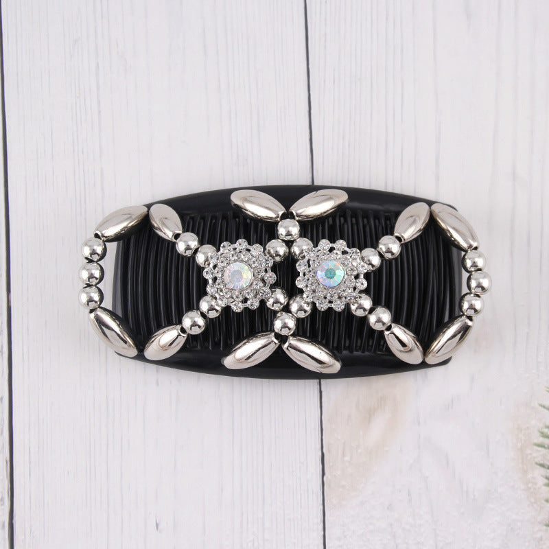 Wholesale Plastic Beaded Double Row Hair Comb