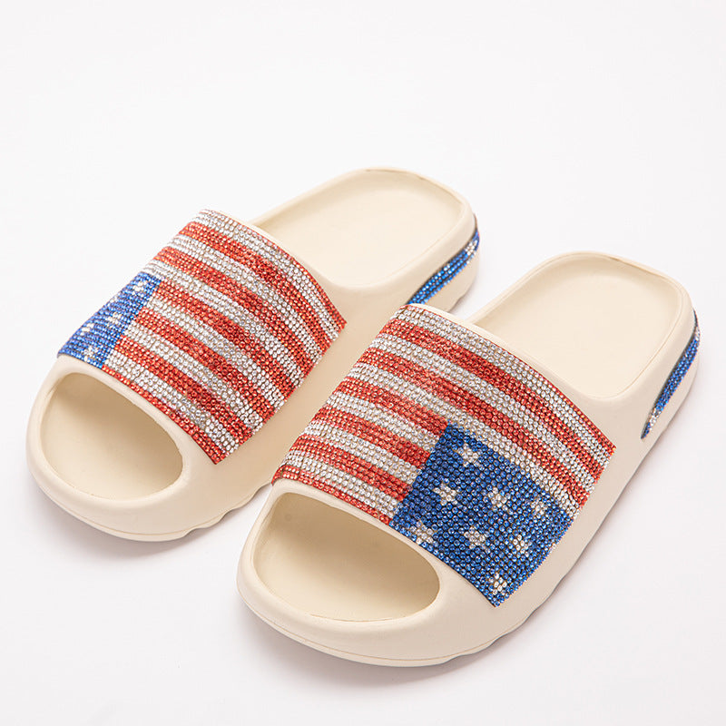Wholesale American Independent Coconut Slippers with Diamonds