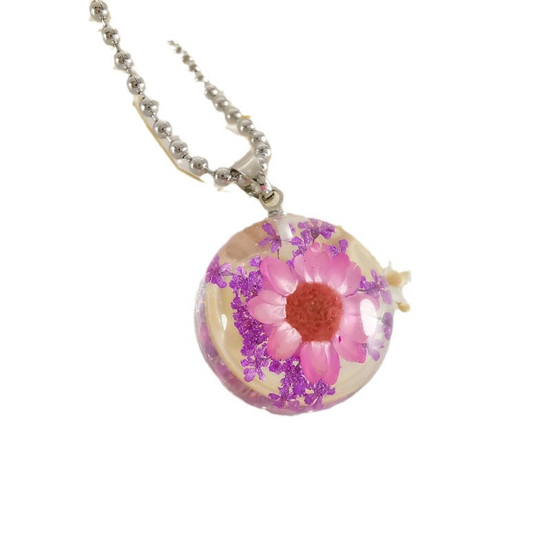 Wholesale 6pcs Creative Natural Real Plant Specimen Dried Flower Necklace