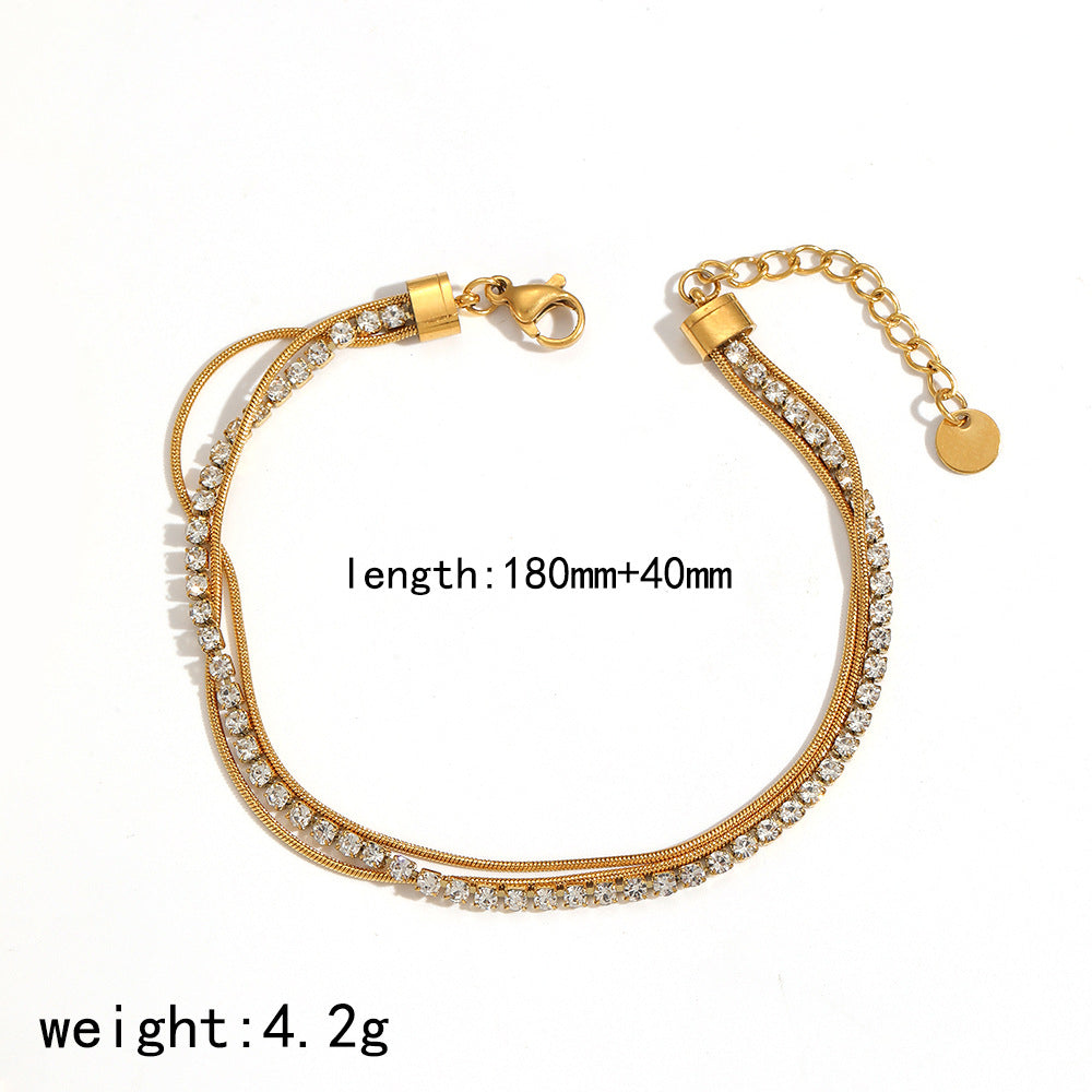 Wholesale Gold multi heart diamond studded stainless steel bracelet