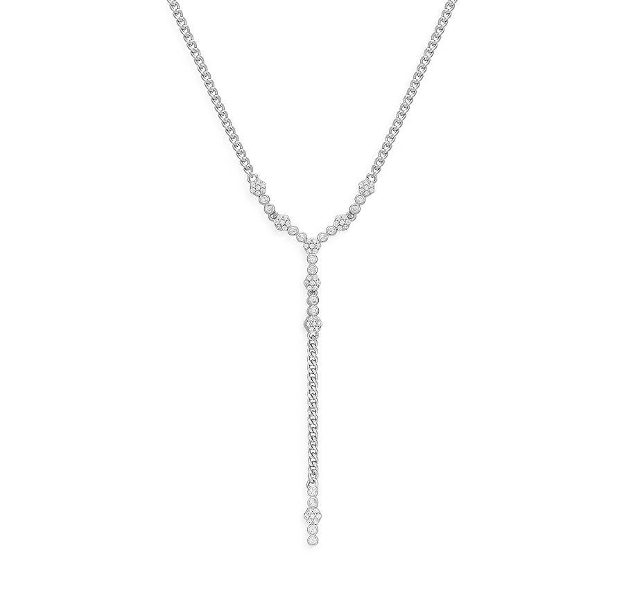 Wholesale 18k Gold-plated Titanium Steel Tassel Zircon Necklace