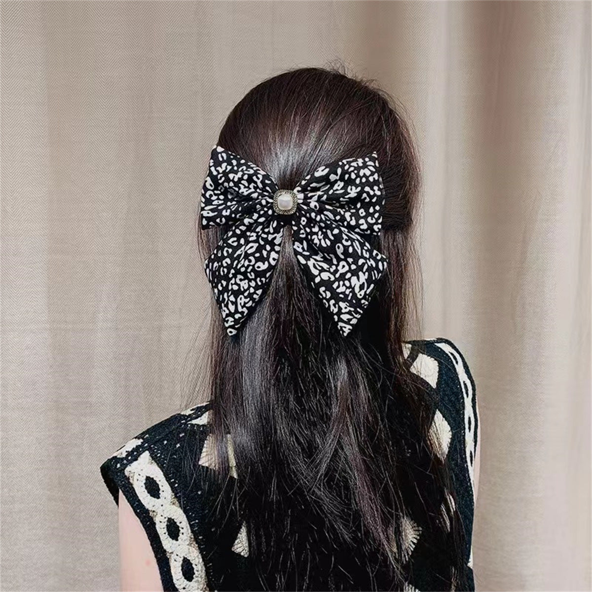 Wholesale leopard print fabric bow bohemian hairpin