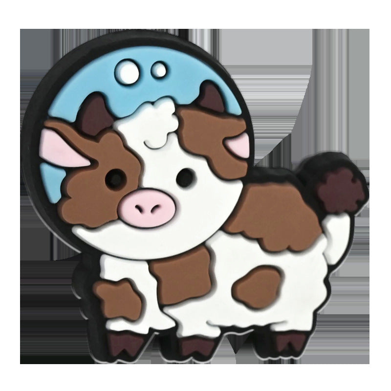 Wholesale Random 100pcs Cartoon Colorful Cow Series Pvc Soft Glue Double-Sided Focus Beads