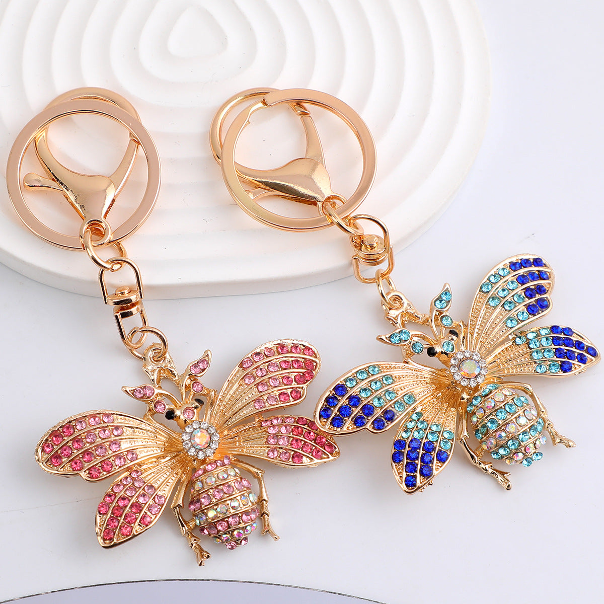 Wholesale Colorful diamond studded butterfly metal keychain