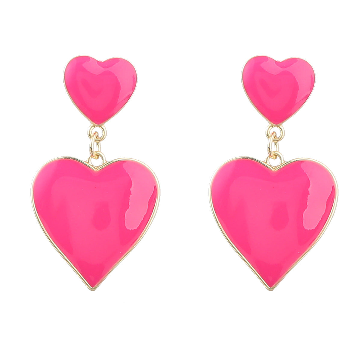 Wholesale Multi-layered Love-shaped Alloy Oil Dripping Earrings