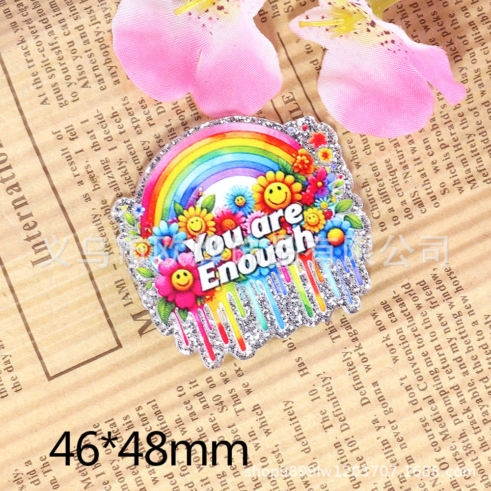 Wholesale  10pcs/pack Cartoon Letter Rainbow Heart Bag Acrylic Flatback