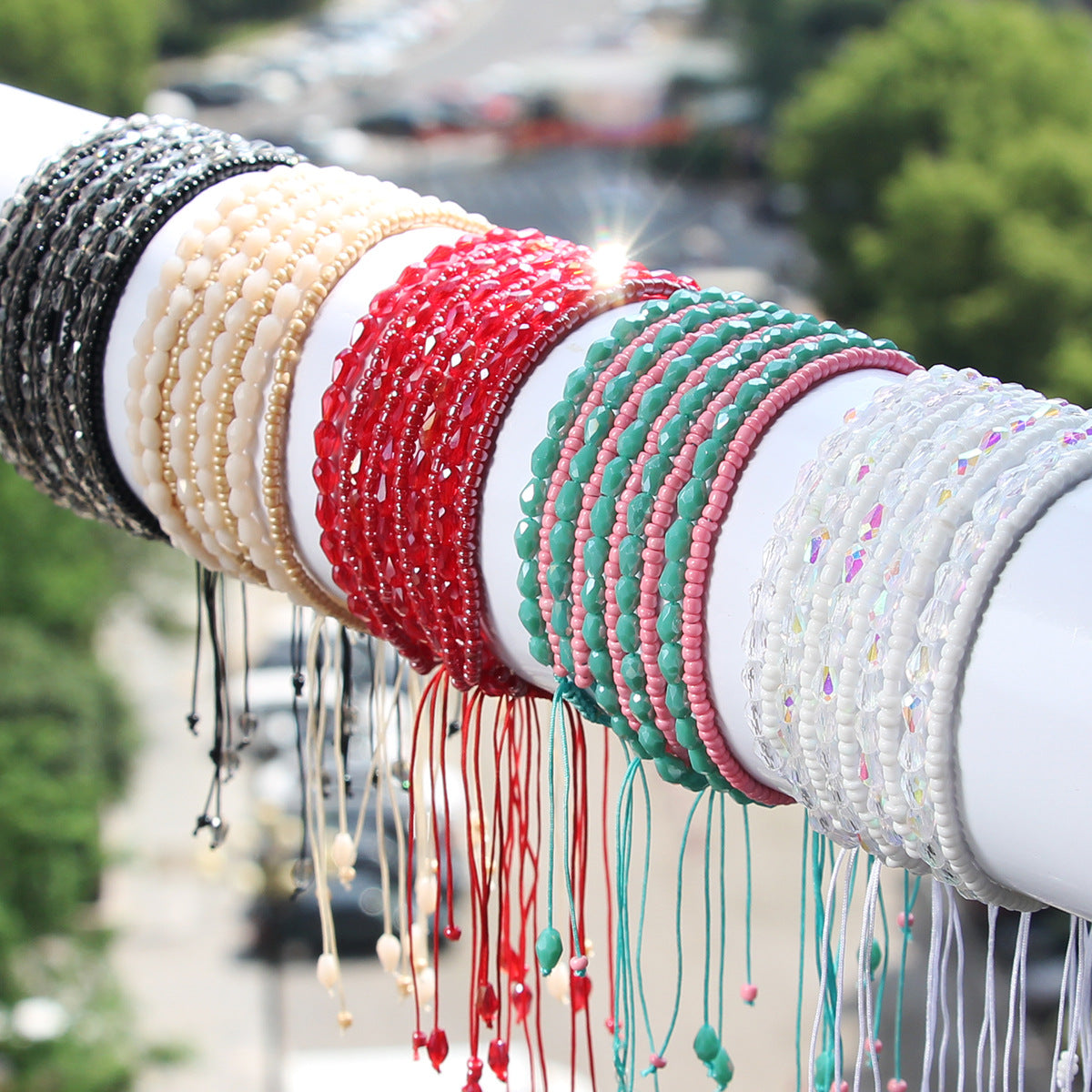Wholesale Bohemian Style Hand-Woven Double-Layer Xiaomi Bead Crystal Bracelet