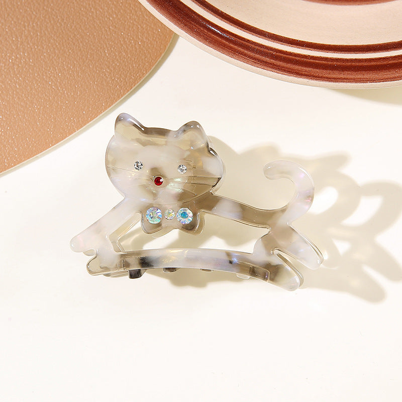 Wholesale New French Rhinestone Cat Hair Claw Clip Acrylic Hollow Women S Hair Accessory Cute Everyday Styling For Boutique Resale