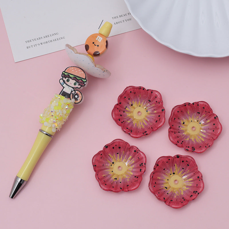 Wholesale 10pcs beaded pen with bead print flowers straight-hole beads