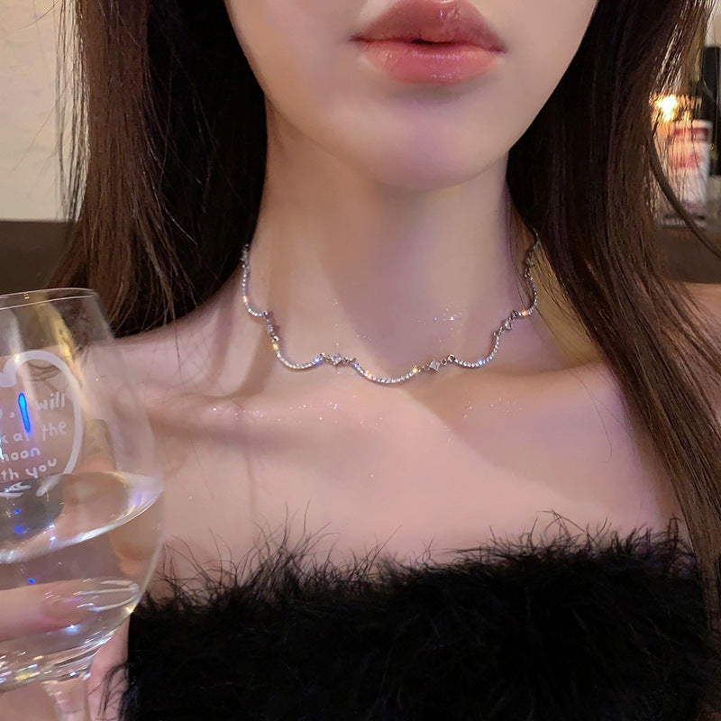 Wholesale Ultra Flash Zircon Wave Alloy Necklaces