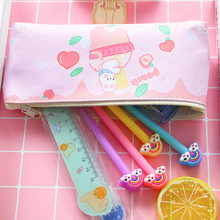 Wholesale Creative PU Leather Pencil Case Cartoon Bear Rabbit Pencil Case