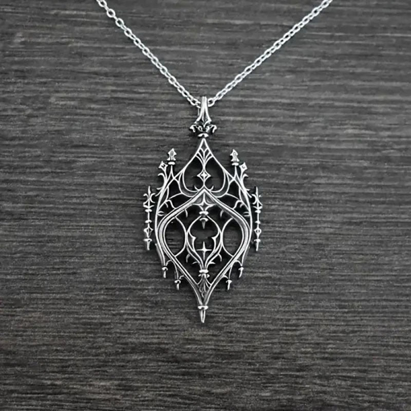 Wholesale Gothic hollowed out castle necklace