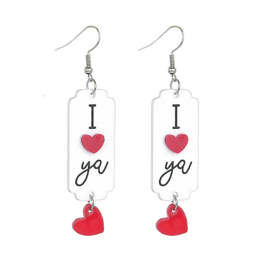 Wholesale new Valentine's Day earrings series English letters acrylic I love you love earrings
