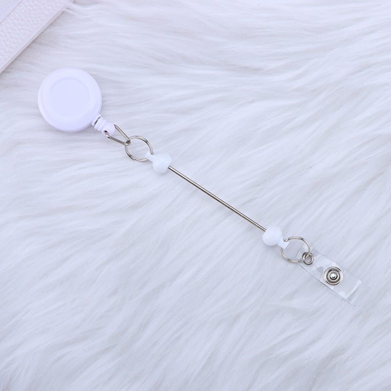 Wholesale 500pcs Beadable Badge Reels Identification Easy To Pull Buckle DIY Beaded Plastic Keychain