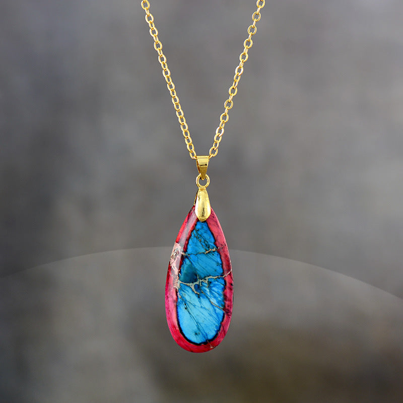 Wholesale Imperial Stone Drop Plated 18K Gold Chain Pendant Necklace