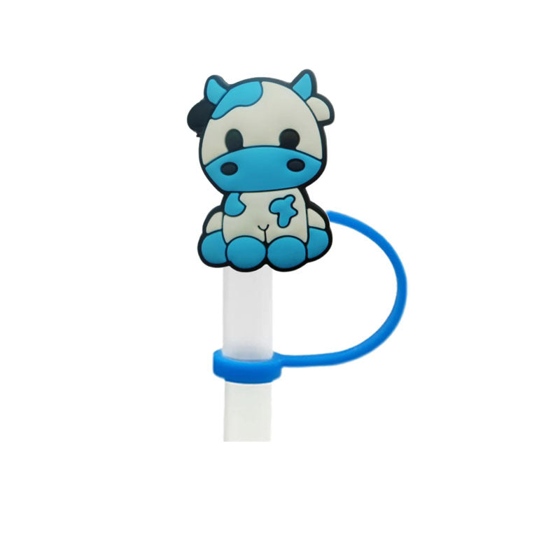 Wholesale 10pcs Cartoon Cow Children's Water Cup Dust and Spill Proof Straw Cover
