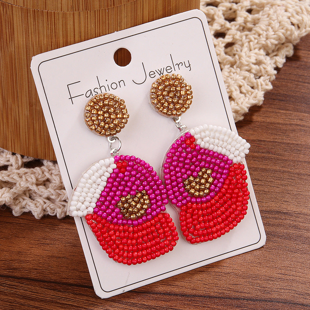 Wholesale Christmas tree rice bead earrings