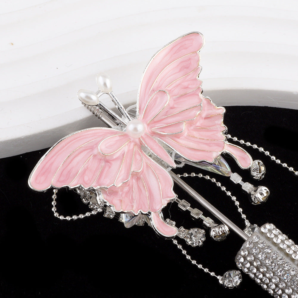 Wholesale 4pcs/pack 3D High-end Three-dimensional Butterfly Diamond Ball Can Wear Straight Hole DIY Beads