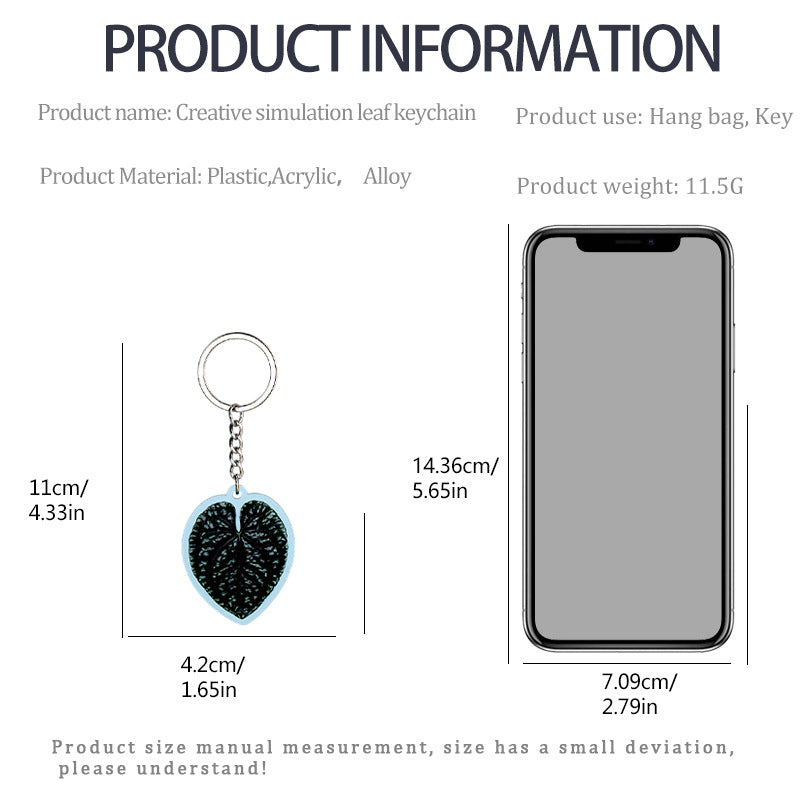 Wholesale 50PCS Creative Simulated Leaf Acrylic Keychain