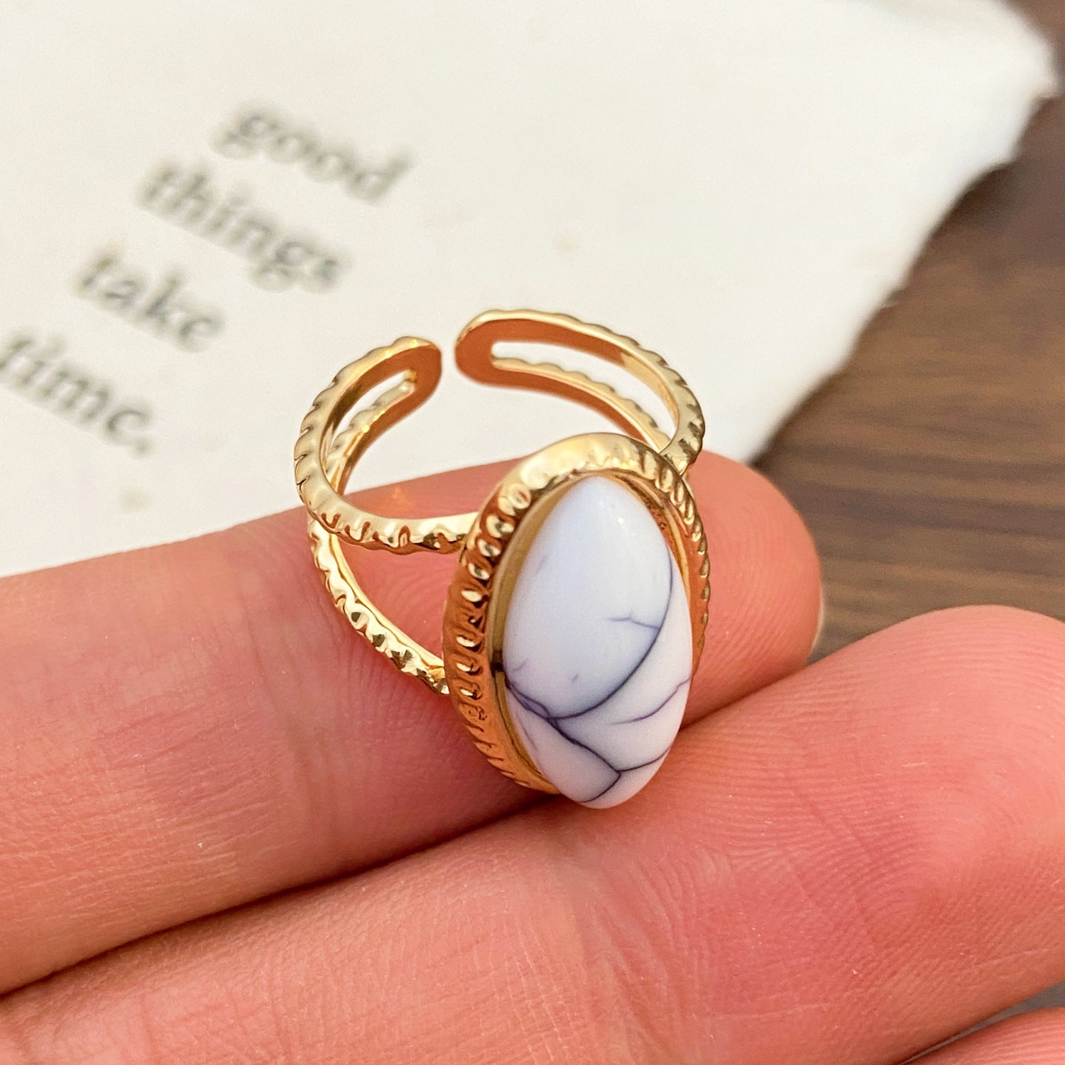 Wholesale Vintage Turquoise Tiger' s Eye Open Ring