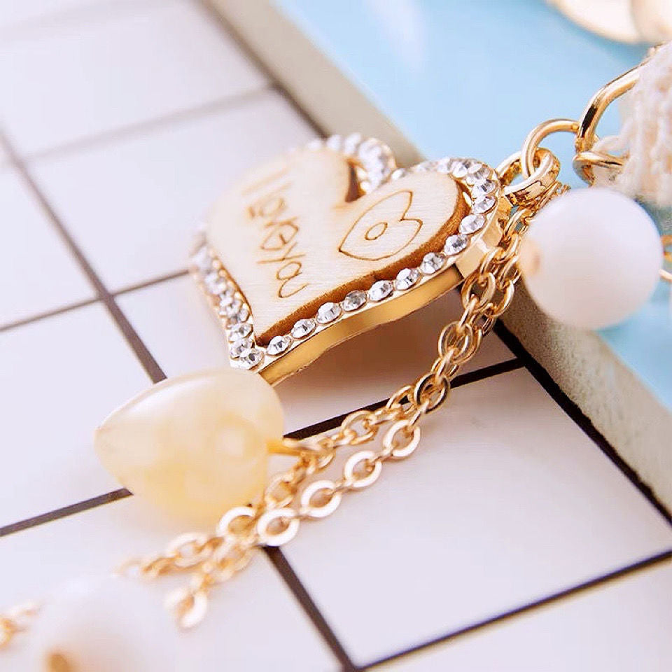 Wholesale Love Wooden Tassel Keychains