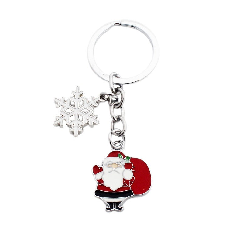 Wholesale Christmas Santa Claus Christmas Tree Drop Oil Zinc Alloy Keychain