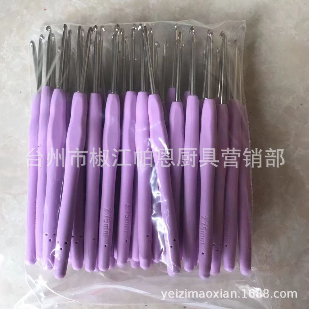 Wholesale 10pcs  TPR Soft Handle Aluminum Crochet Hook Set Colorful Lace Hook Fine Crochet Hook