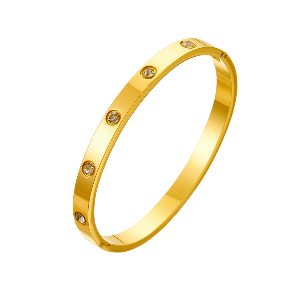 Wholesale Ten diamond titanium steel bracelet full of stars and diamonds bracelet