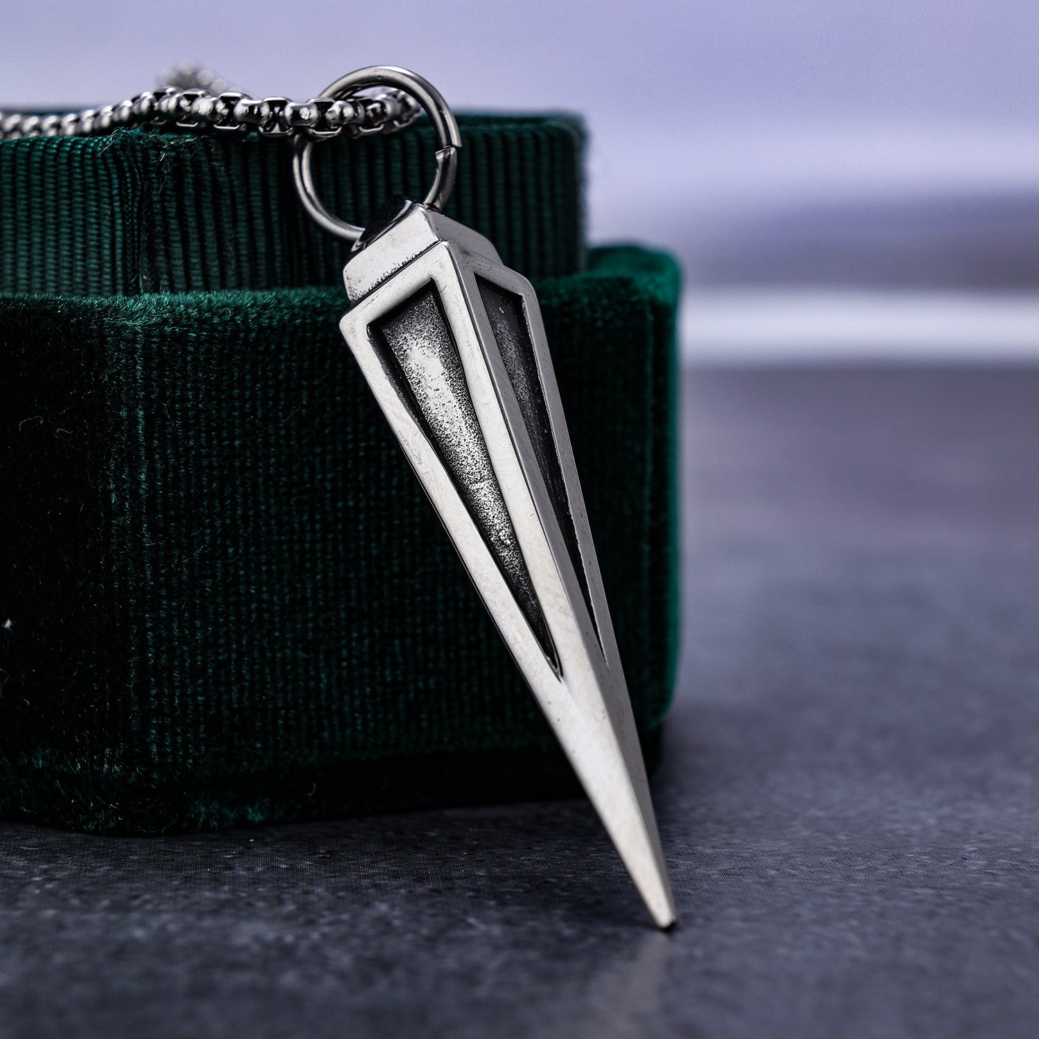 Wholesale retro trend triangular cone shape stainless steel pendant