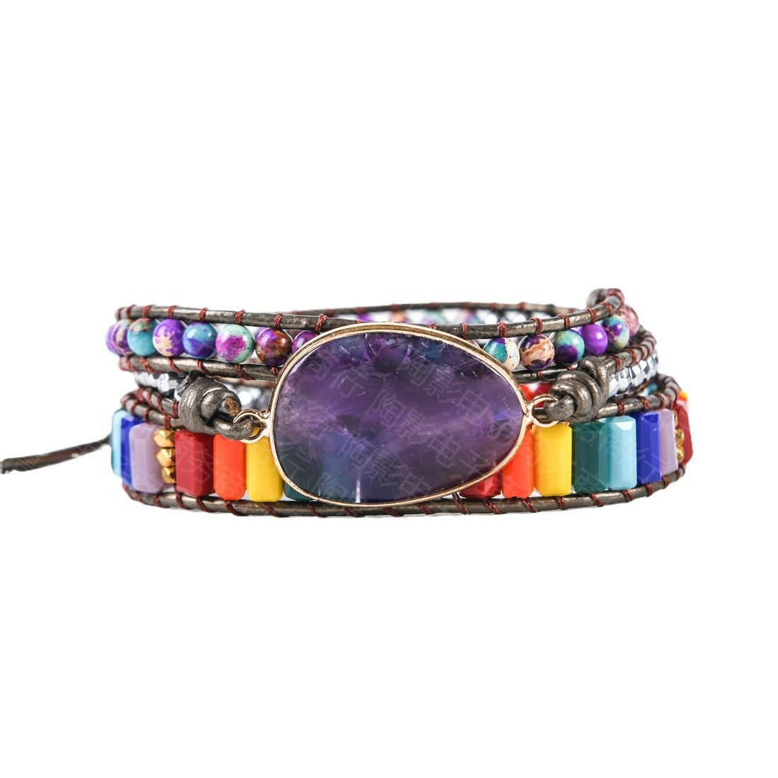 Wholesale  amethyst woven bohemian creative multi-layer bracelet