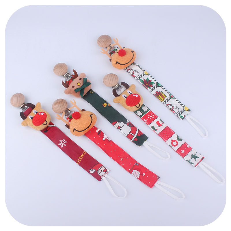 Wholesale Christmas Collection Elk Ribbon Pacifier Chain
