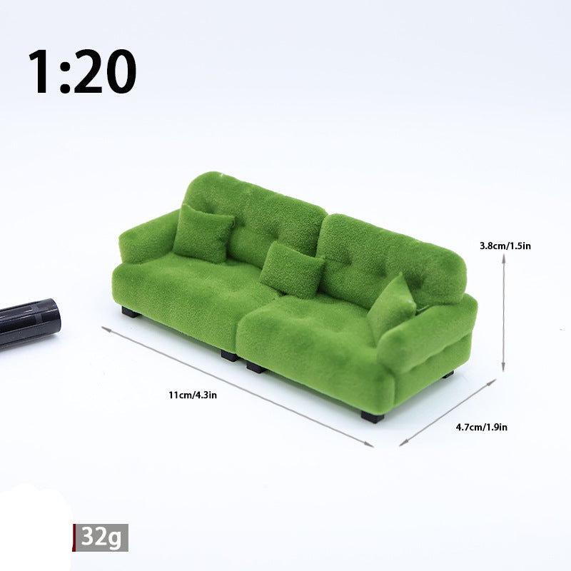 Wholesale  Miniature Doll Sofa Flocked Cream Style Doll Accessories