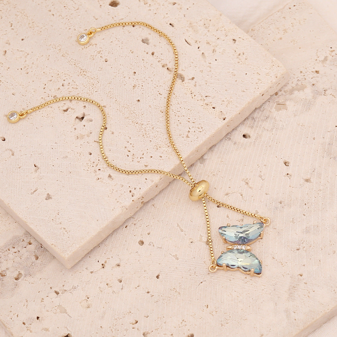 Wholesale Multicolor Zircon Butterfly Copper Bracelet