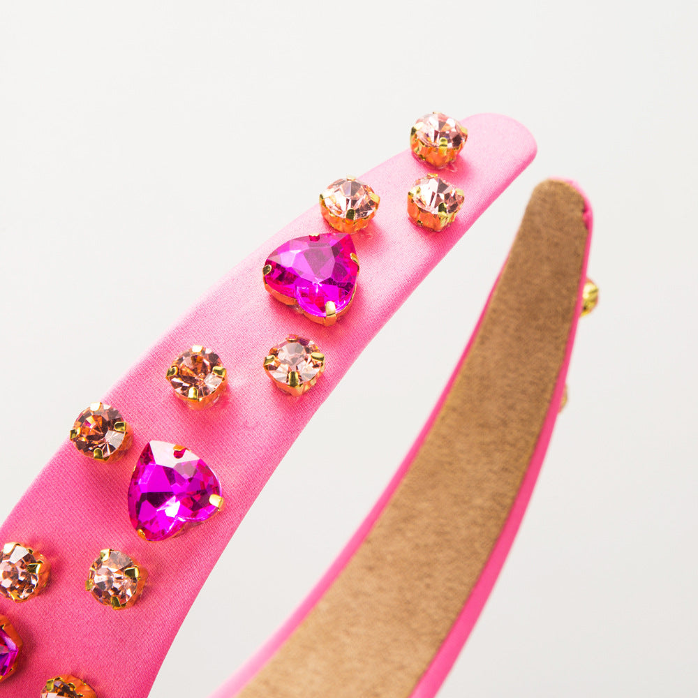 Wholesale Simple Love Glass Diamond Fabric Valentine's Day Hair Hoops