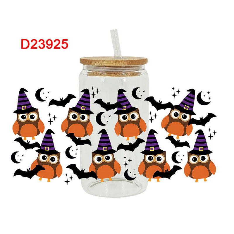 Wholesale Skeleton Bat Halloween 16oz Cup UV DTF Wraps