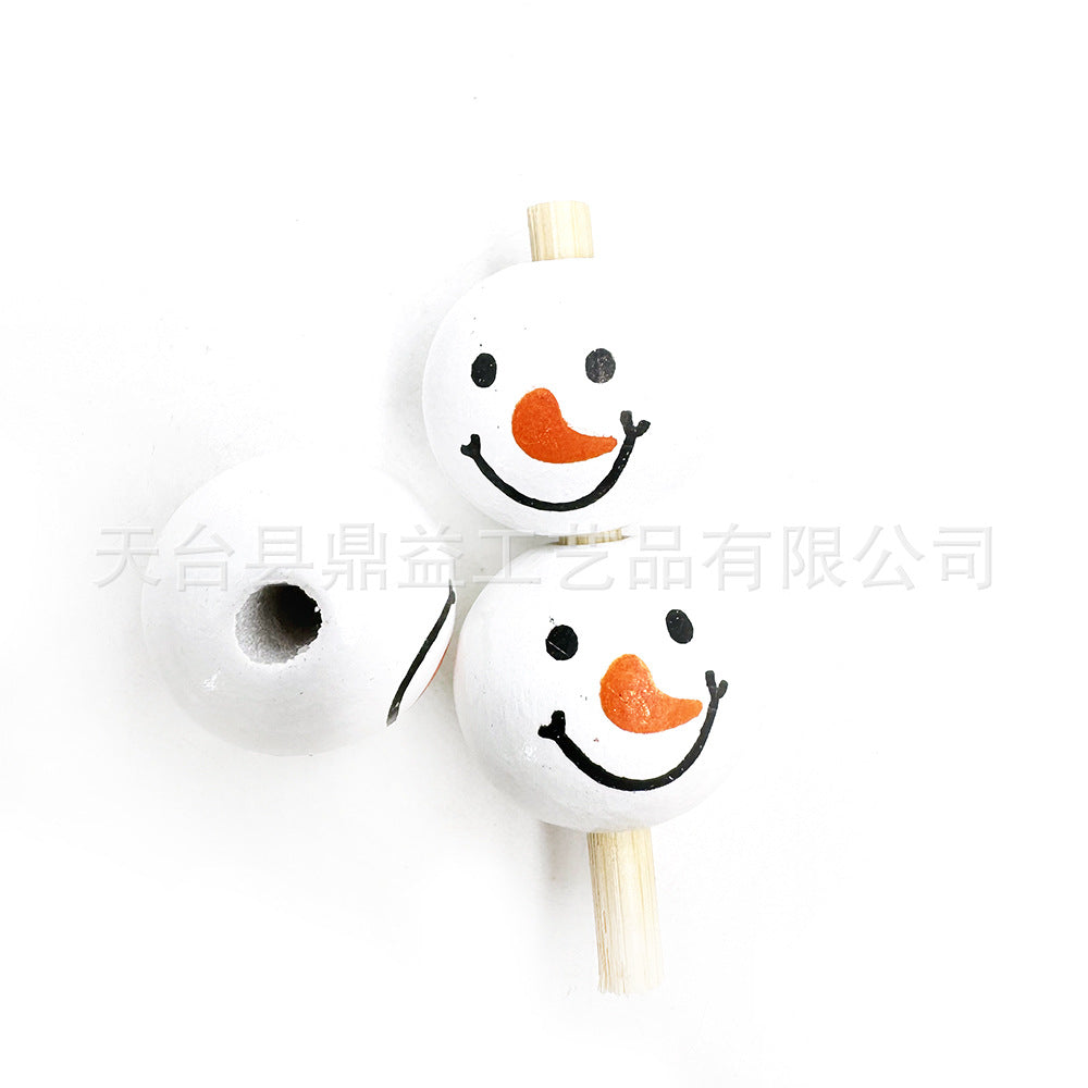 Wholesale 100pcs/pack Christmas Wooden Beads Snowman Beads