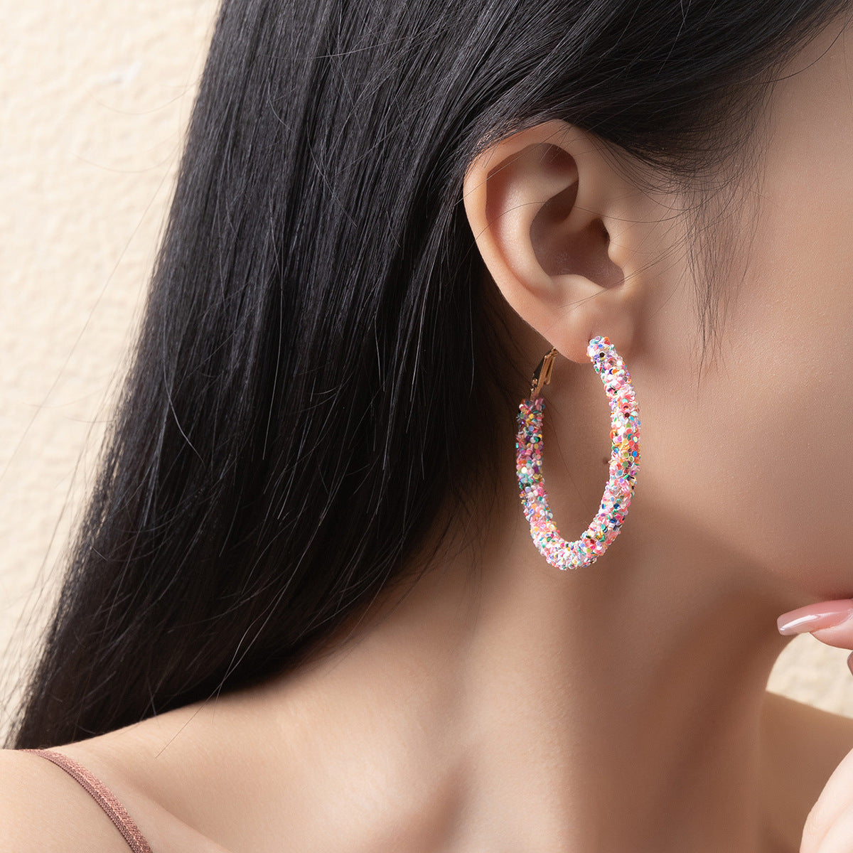 Wholesale Colorful Sequin Earrings Spring/Summer Plastic Earrings