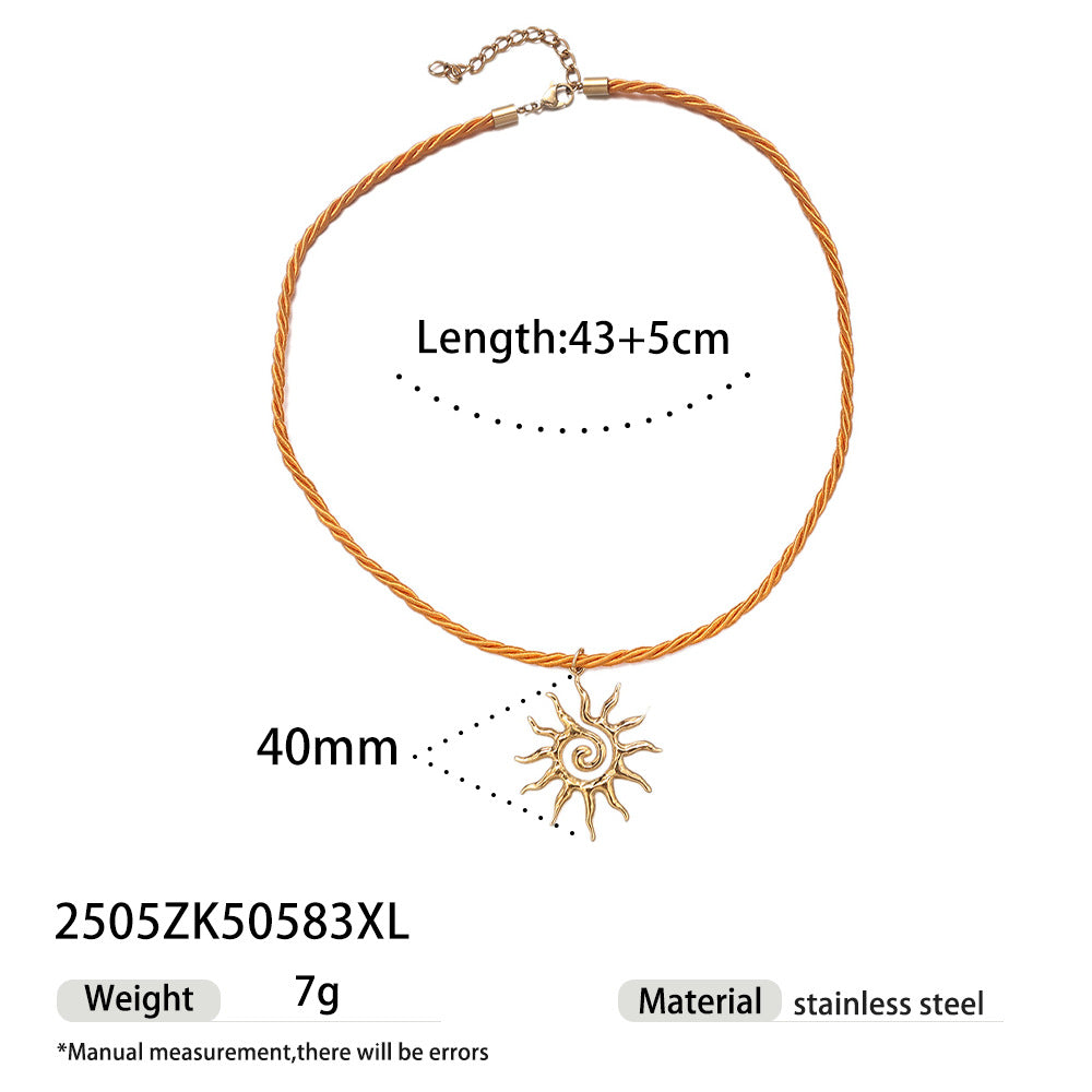 Wholesale Taina European and American Stainless Steel Necklace Women' s Niche Design Colorfulful Rope Braided Shell Starfish Shell Necklace Trendy