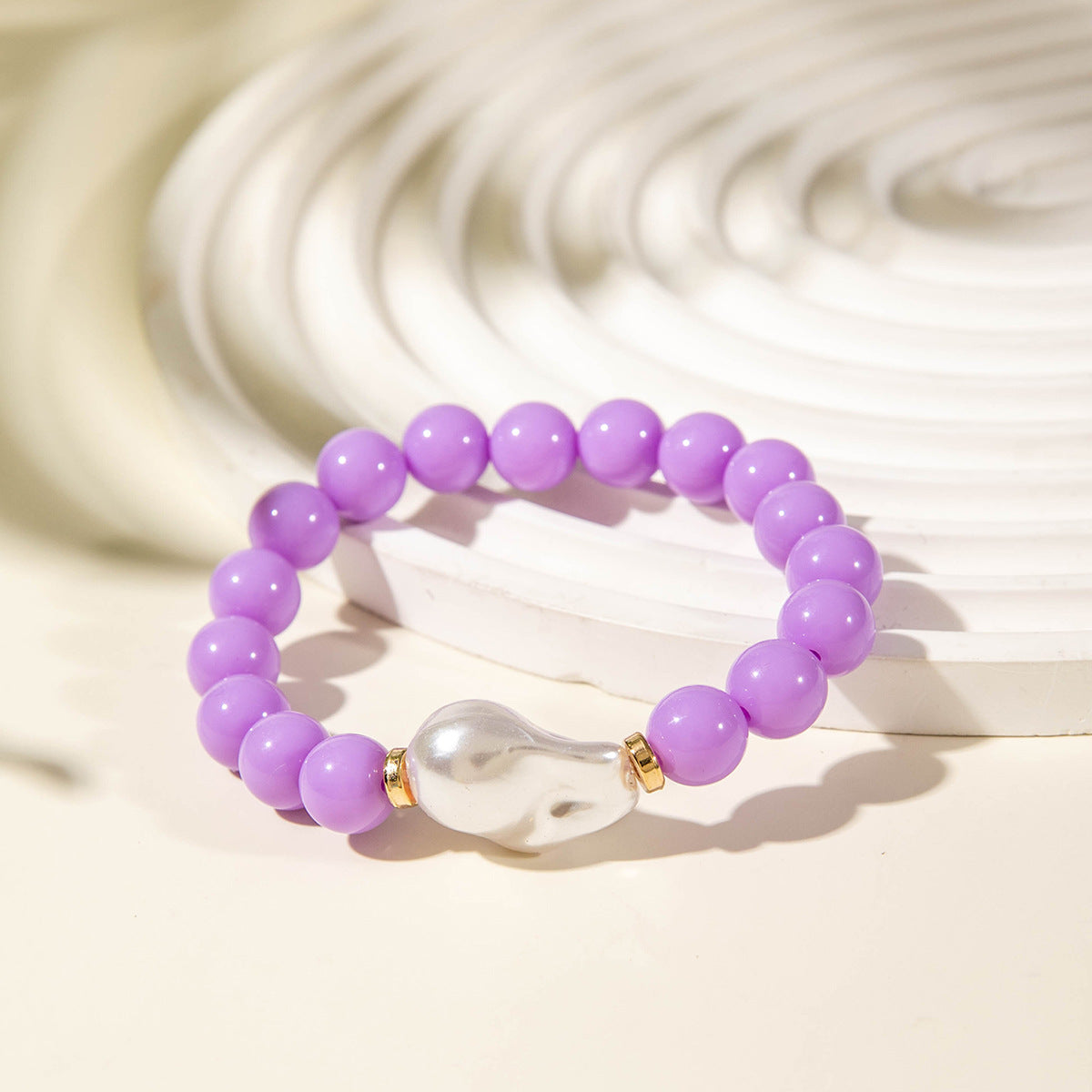 Wholesale fresh dopamine shaped imitation pearl color summer bracelet