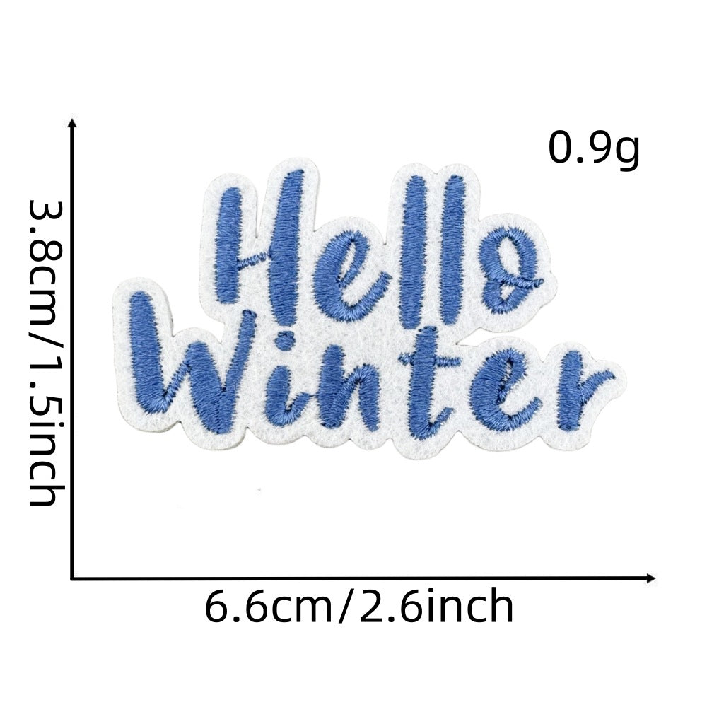 Wholesale Chic Blue Doodle Christmas Embroidery Patches Clothing Applique Stickers DIY Fashion Accessory Gift