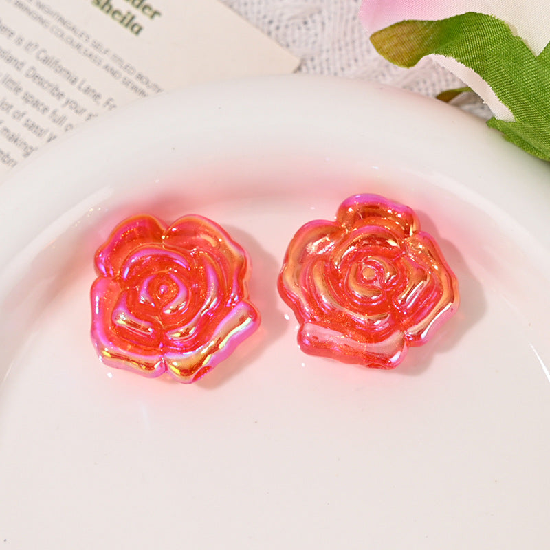 Wholesale 10pcs/pack Luminous Rose Loose Beads Plated Rose Beads