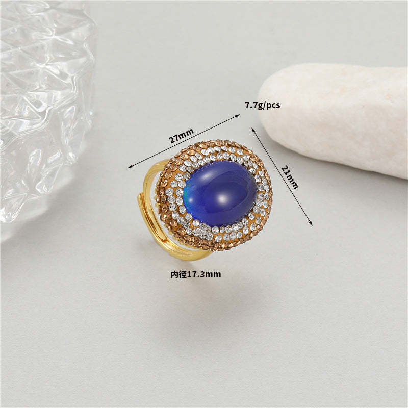 Wholesale Natural Thermostone Textured Zircon Open Ring
