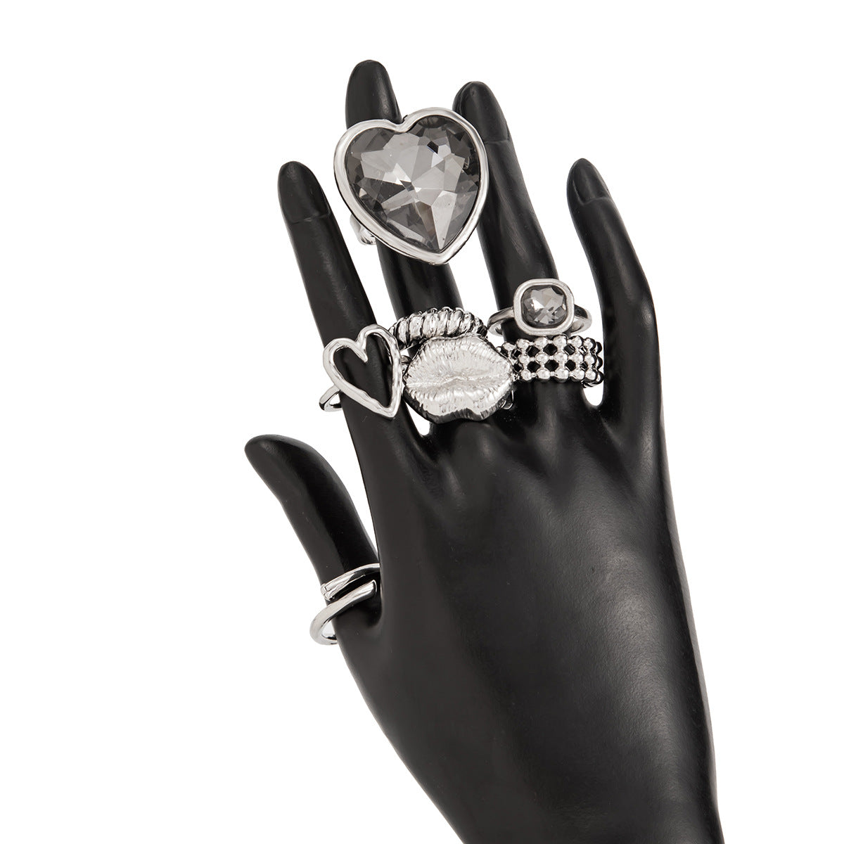 Wholesale Black Heart Acrylic Diamond Ring