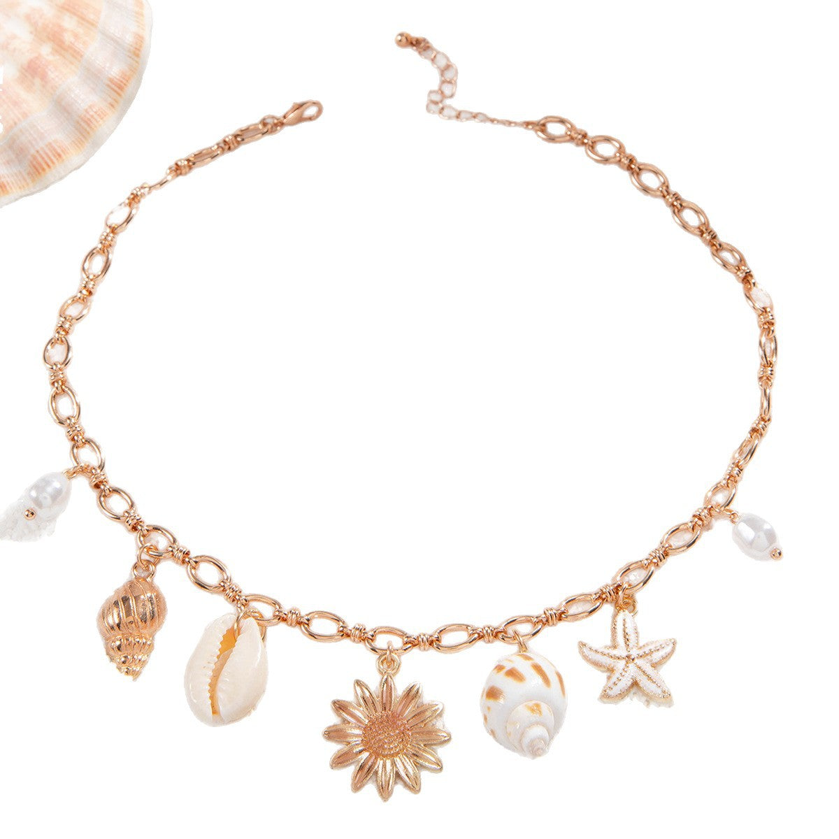 Wholesale Starfish Pendant Necklace Beach Style  Chain Jewelry