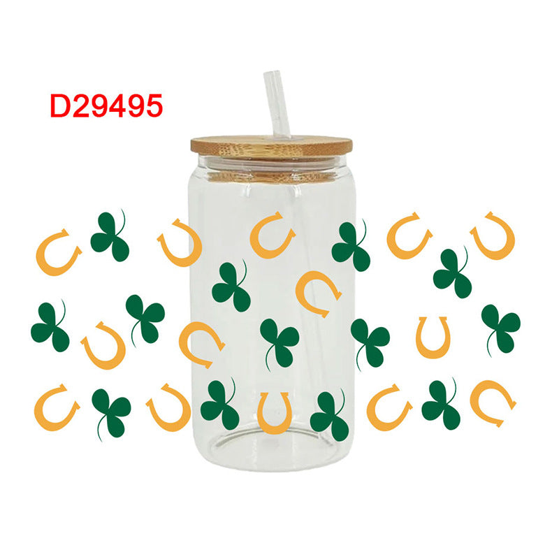 Wholesale Green Clover St. Patrick's Day 16oz Cup UV DTF Wraps