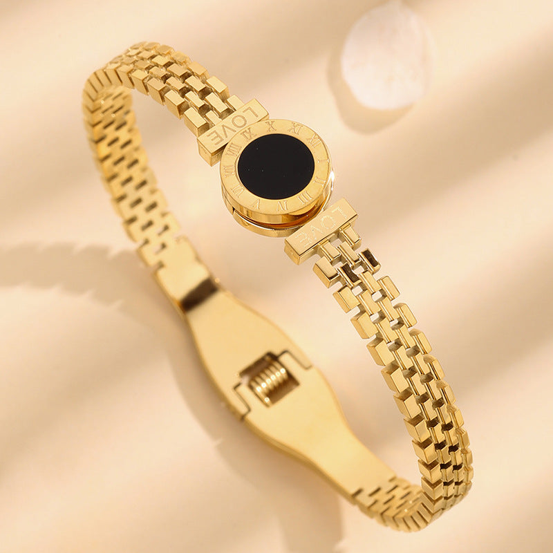 Wholesale Roman Numeral LOVE Titanium Steel Bracelet