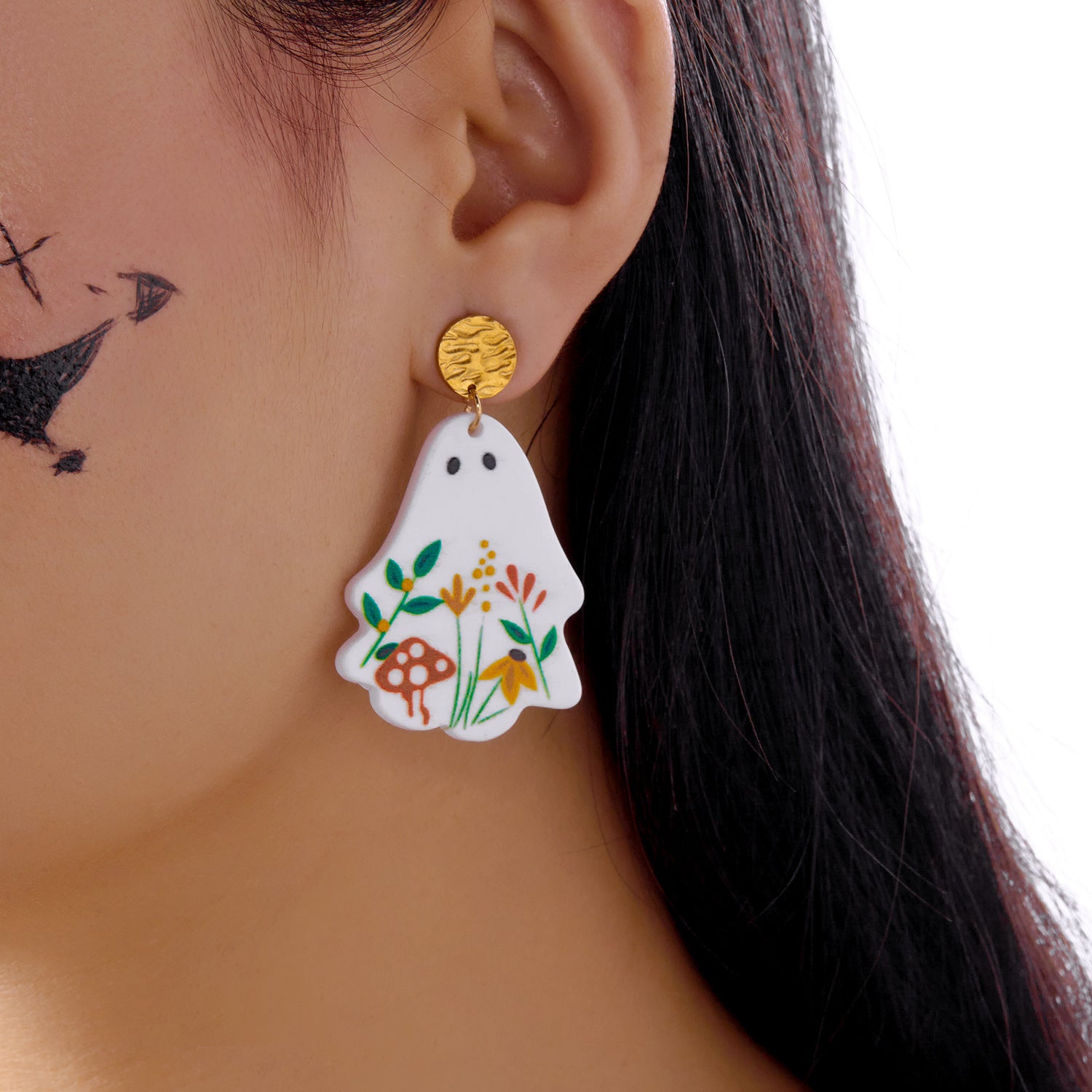 Wholesale  Acrylic Flower Ghost Skull Tree Earrings