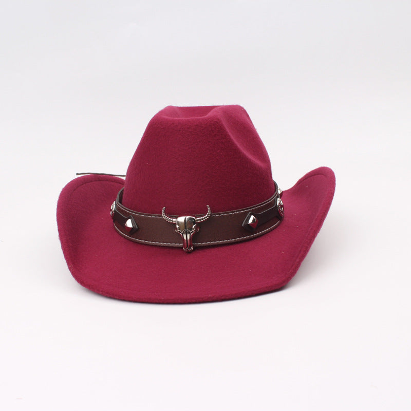 Wholesale Imitation Cashmere Cowhead Curled Edge Western Denim Top Hats
