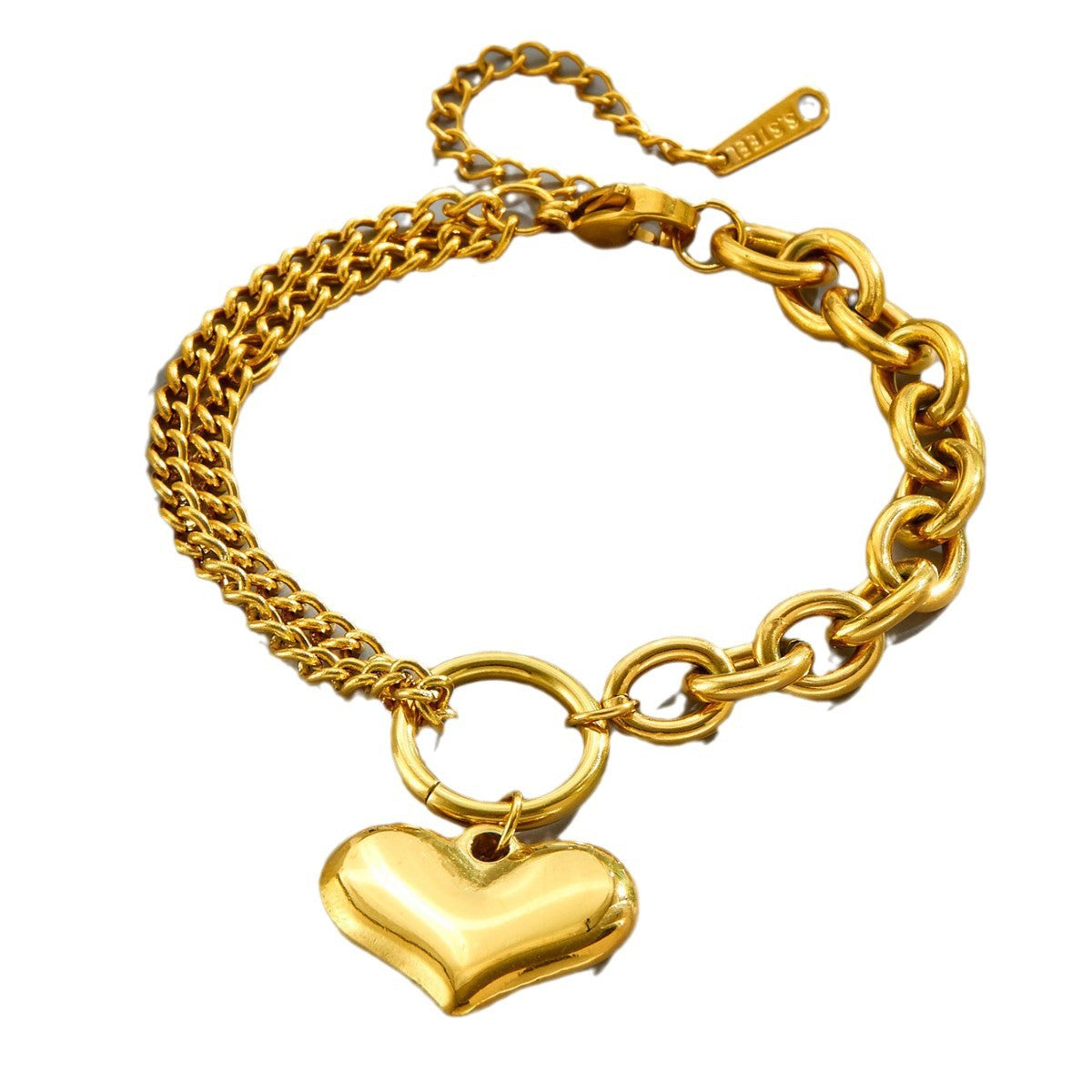 Wholesale 5pcs Retro Love Golden Titanium Steel Bracelet