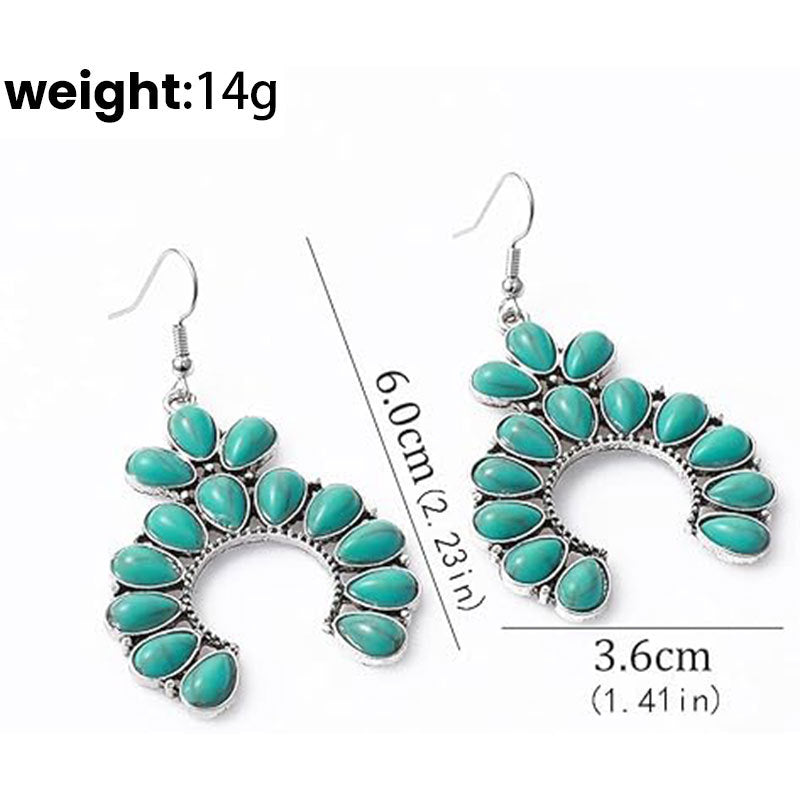 Wholesale Horseshoe fan-shaped acrylic turquoise earrings